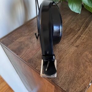 Cole Haan Black Leather Belt Silver Buckle‎ Men's Dress Casual 42x1.5